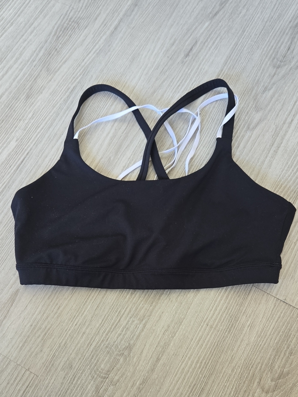 Fabletics Black Strappy Sports Bra with Crisscross Back